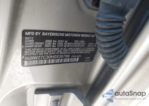 2017 BMW X3 Sdrive28I from USA, damaged, VIN 5UXWZ7C30H0X39796